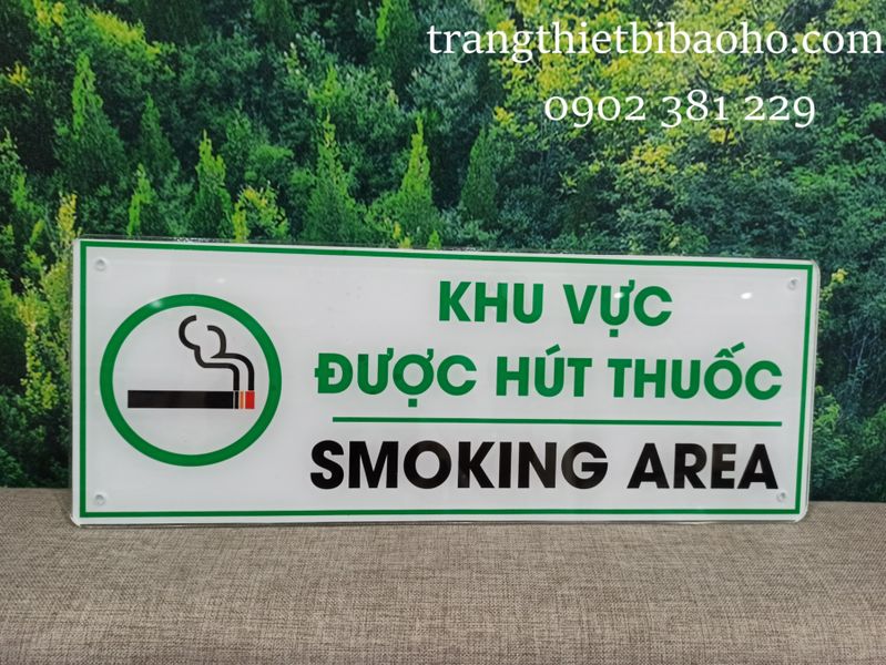 [HÀNG SẴN] Bảng mica khu vực được hút thuốc 15 x 30cm - hình thật