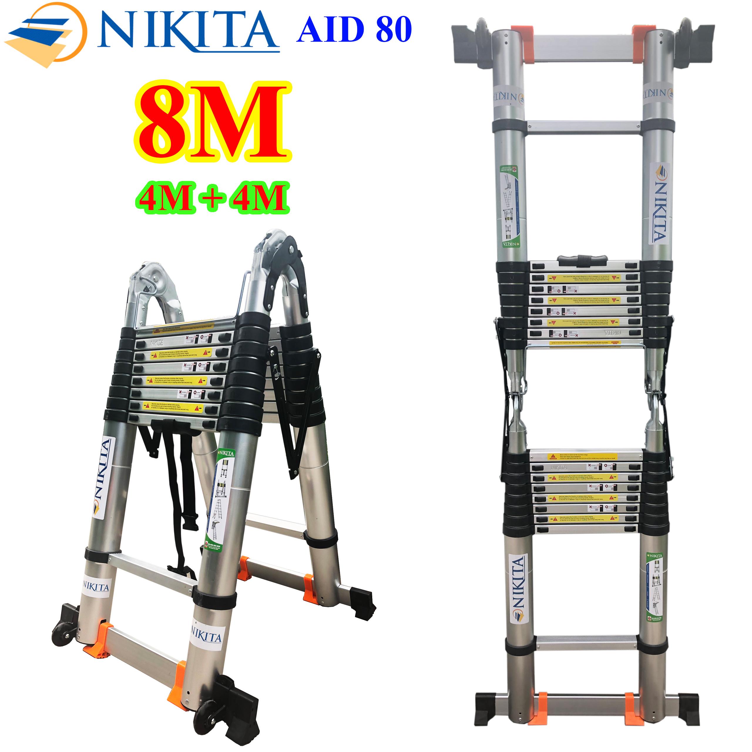 Thang nhôm rút đôi 8m (4m + 4m) NIKITA AID80