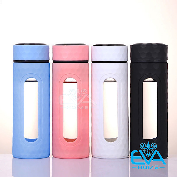 Bình đựng nước thủy tinh kèm lưới lọc và vỏ bọc nhựa chống nóng 450 ml bgn07
