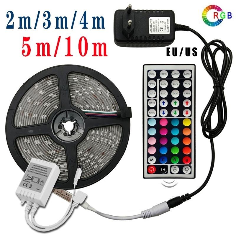 Đèn led dây siêu sáng 5m 12V -5050RGB (Không chống nước) + Nguồn + Khiển. Tân trang phòng giải trí; phòng khách; hắt trần thạch cao