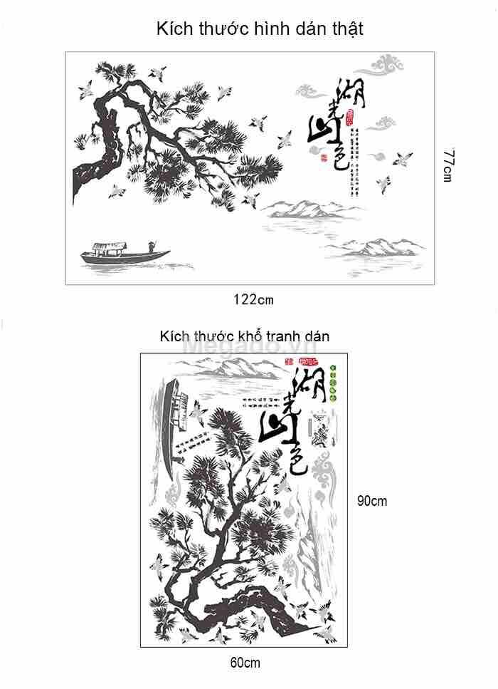 Decal tranh dán tường phong cảnh đen trắng