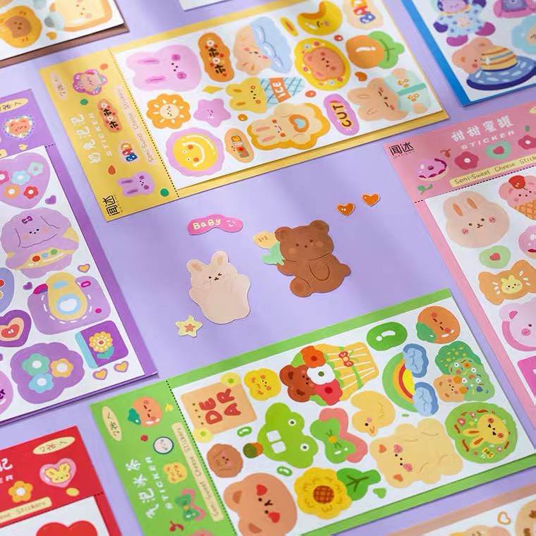 Set 2 tấm sticker, nhãn dán hoạt hình dễ thương