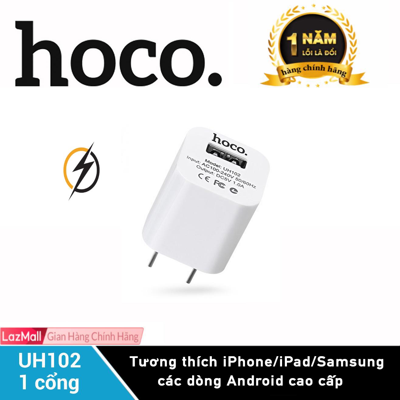 Củ sạc nhanh Hoco UH102 cho iPhone/ iPad Samsung Huawei Smart Phone cao cấp