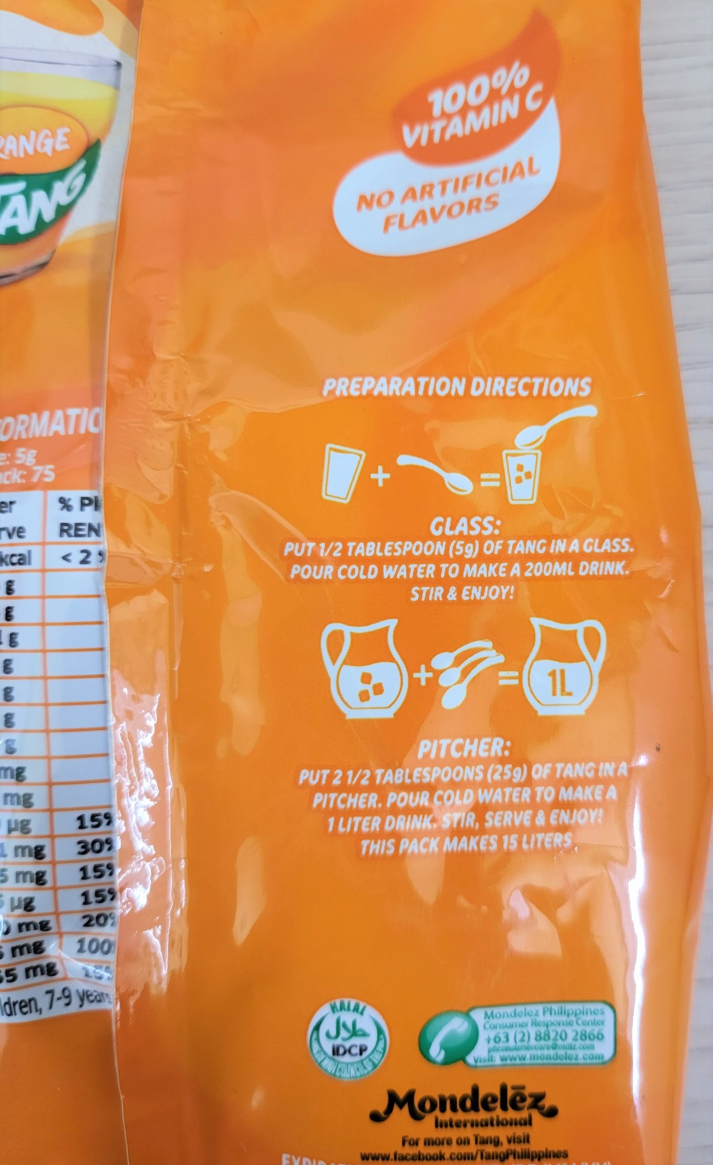 TANG (gói CAM 375g) BỘT CAM HÒA TAN Mondelez Orange Powder (HALAL)