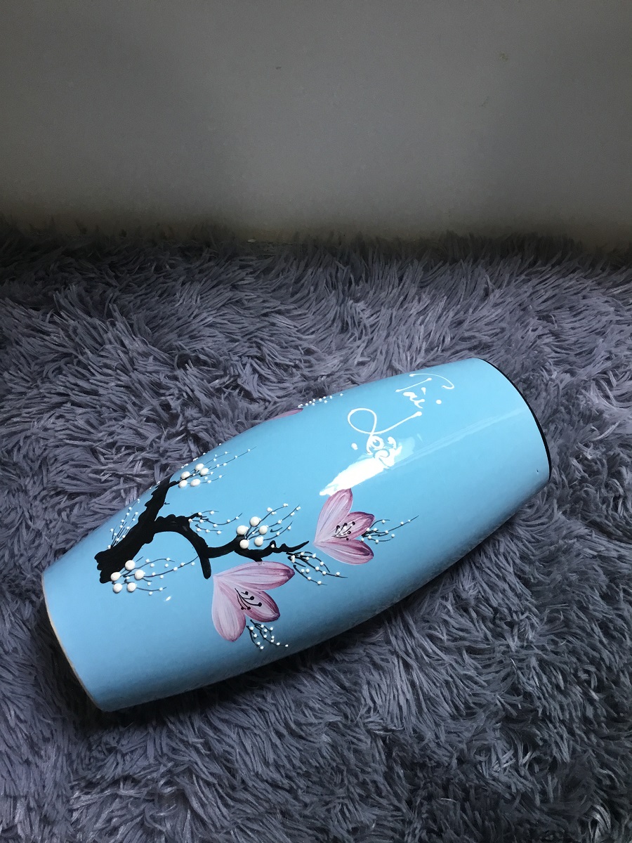 BÌNH HOA BOM THẲNG TÀI LỘC SỐ 5 - 22X11 CM - GỐM SỨ BÁT TRÀNG - HÀNG VIỆT NAM CHẤT LƯỢNG CAO