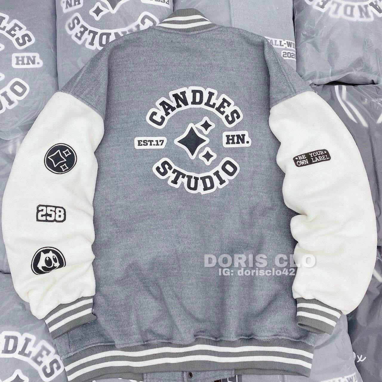 Áo Khoác Nỉ Bomber CANDLES STUDIO Nam Nữ Thời Trang