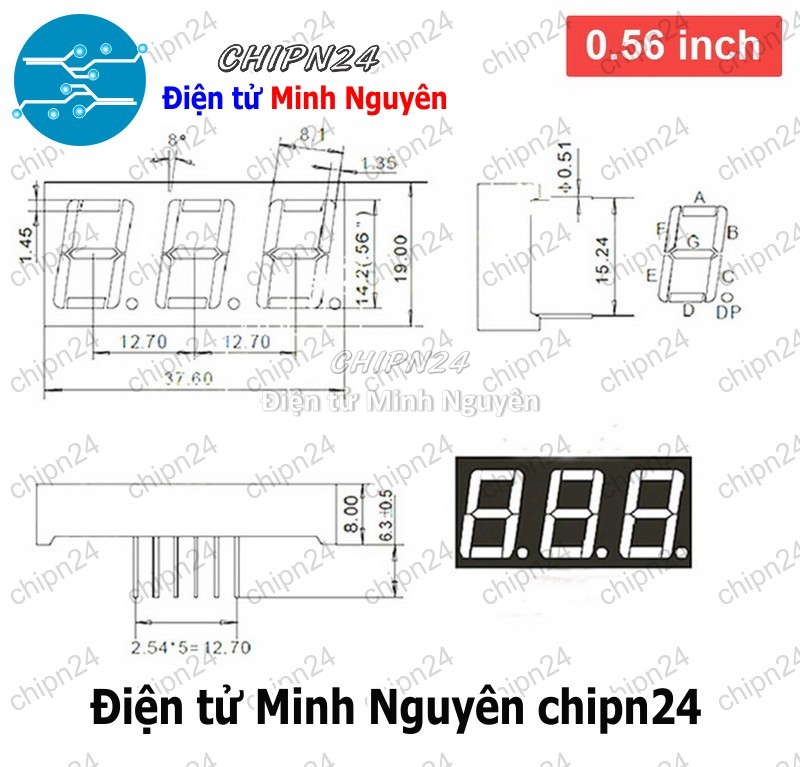 Led 7 Đoạn 0.56 inch Sáng Đỏ (1/2/3/4 Số Âm/Dương chung)- [Chọn Loại] - HHH.00198