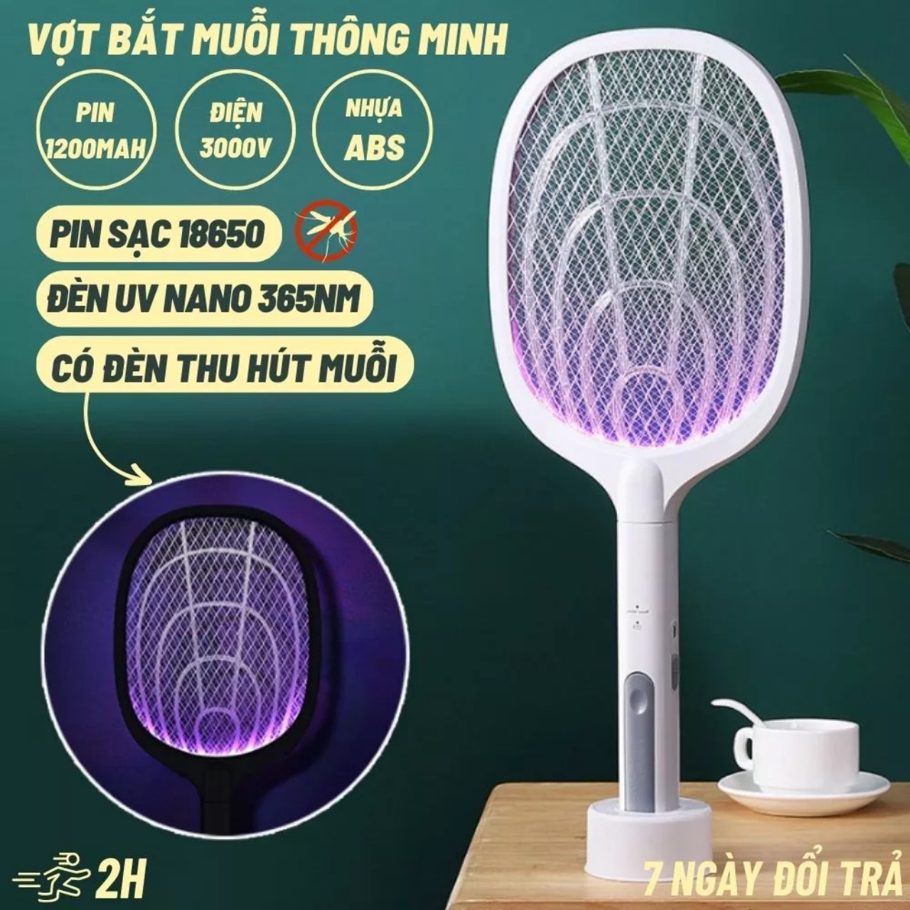 Vợt bắt muỗi tự động thông minh, vợt bắt muỗi thông minh chống giật an toàn - vợt muỗi thông minh 3 trong 1
