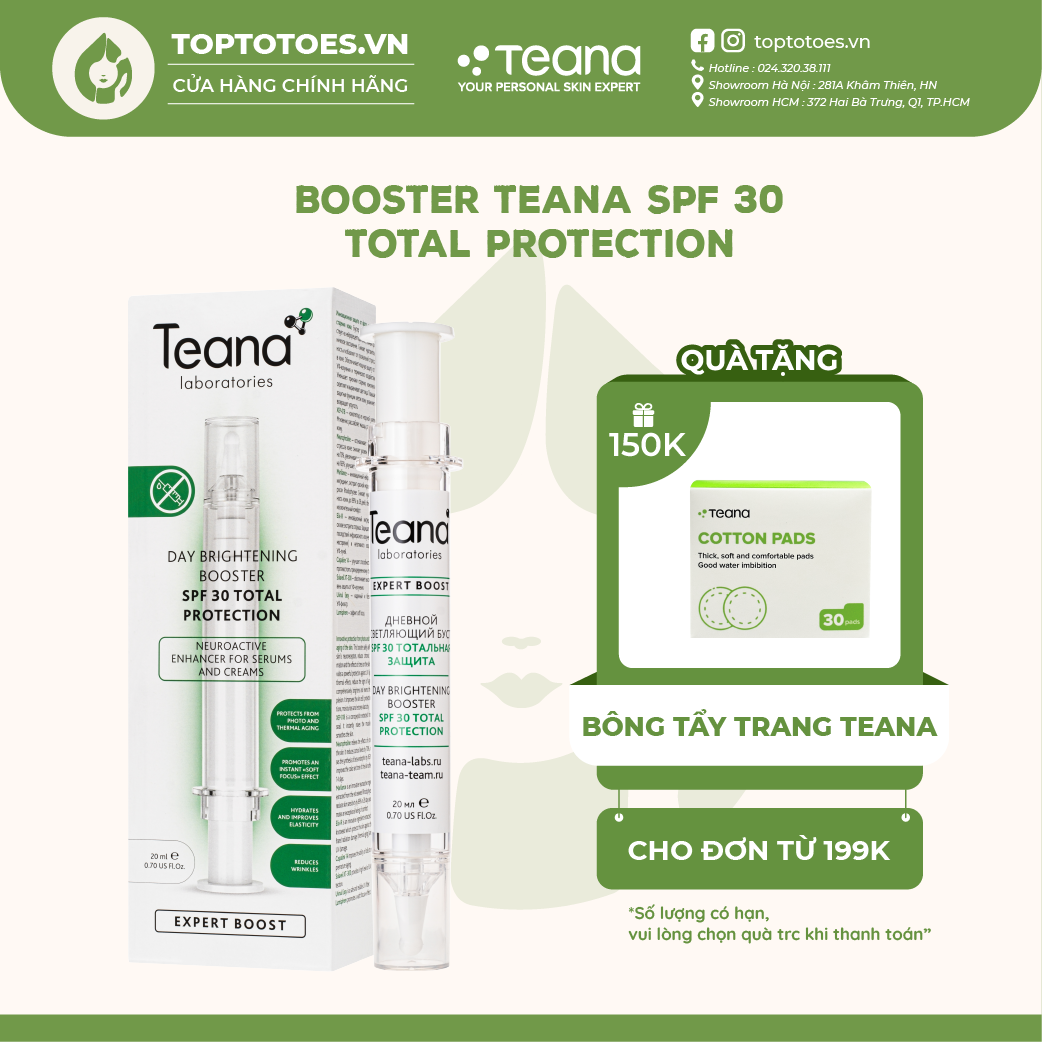 Booster Teana Day Brightening Total Protection SPF 30 dưỡng da sáng mịn, chống nắng