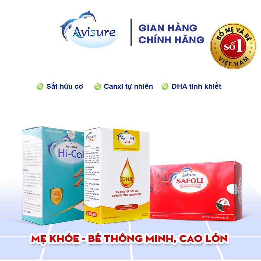 Bộ ba hộp Sắt Canxi DHA cho bà bầu Avisure (60 viên + 60 viên+ 40 viên)