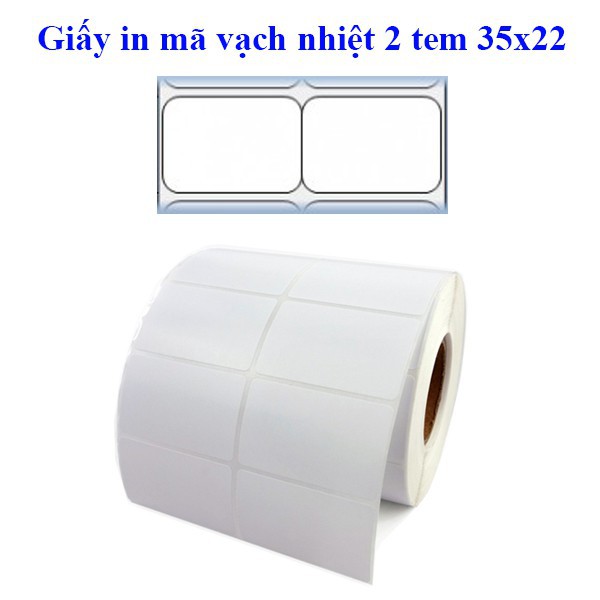 [Block 4 cuộn] Giấy in mã vạch nhiệt 2 tem 35x22