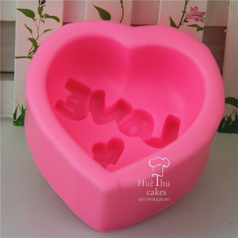 Khuôn silicon Trái Tim (chữ Love) làm bánh rau câu 3D, 4D