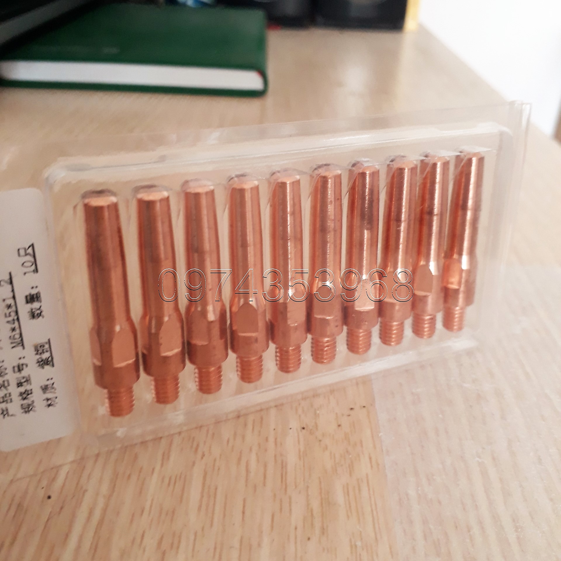 Bép hàn mig M6x45x0.8-1.6mm (bép béo) - vỉ 10 cái