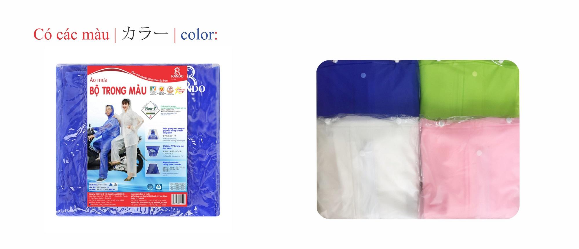 [FreeshipMAX] Áo mưa bộ trong màu Rando ASPC-01