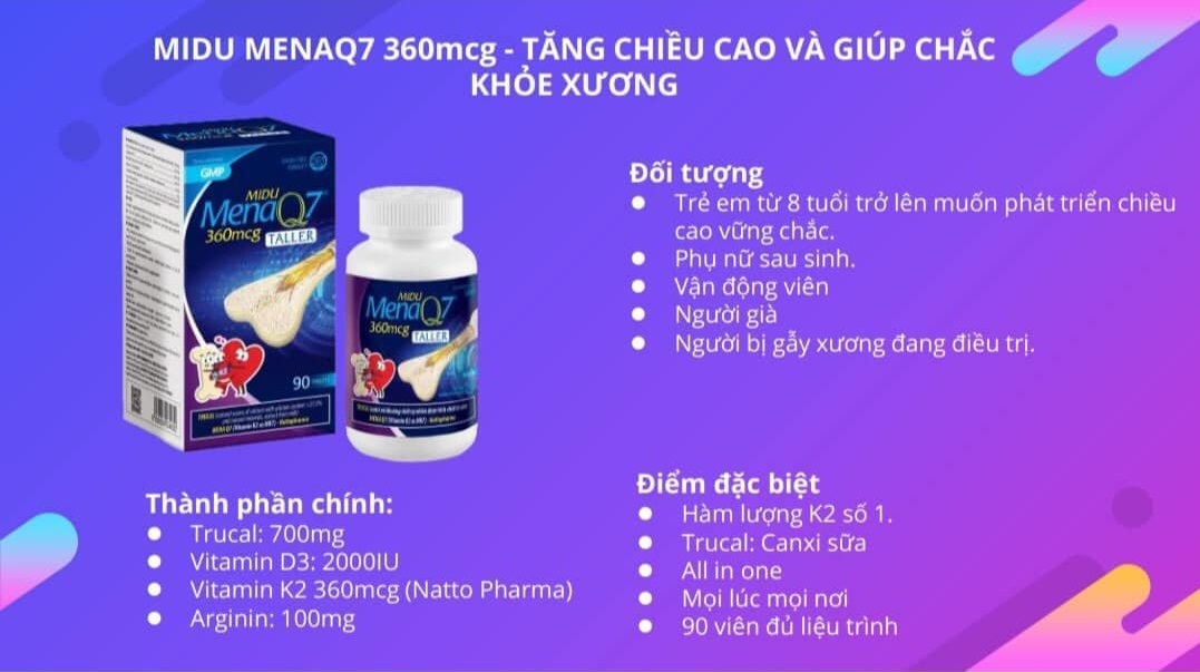 MIDU MENA Q7 360mcg lọ 30 viên