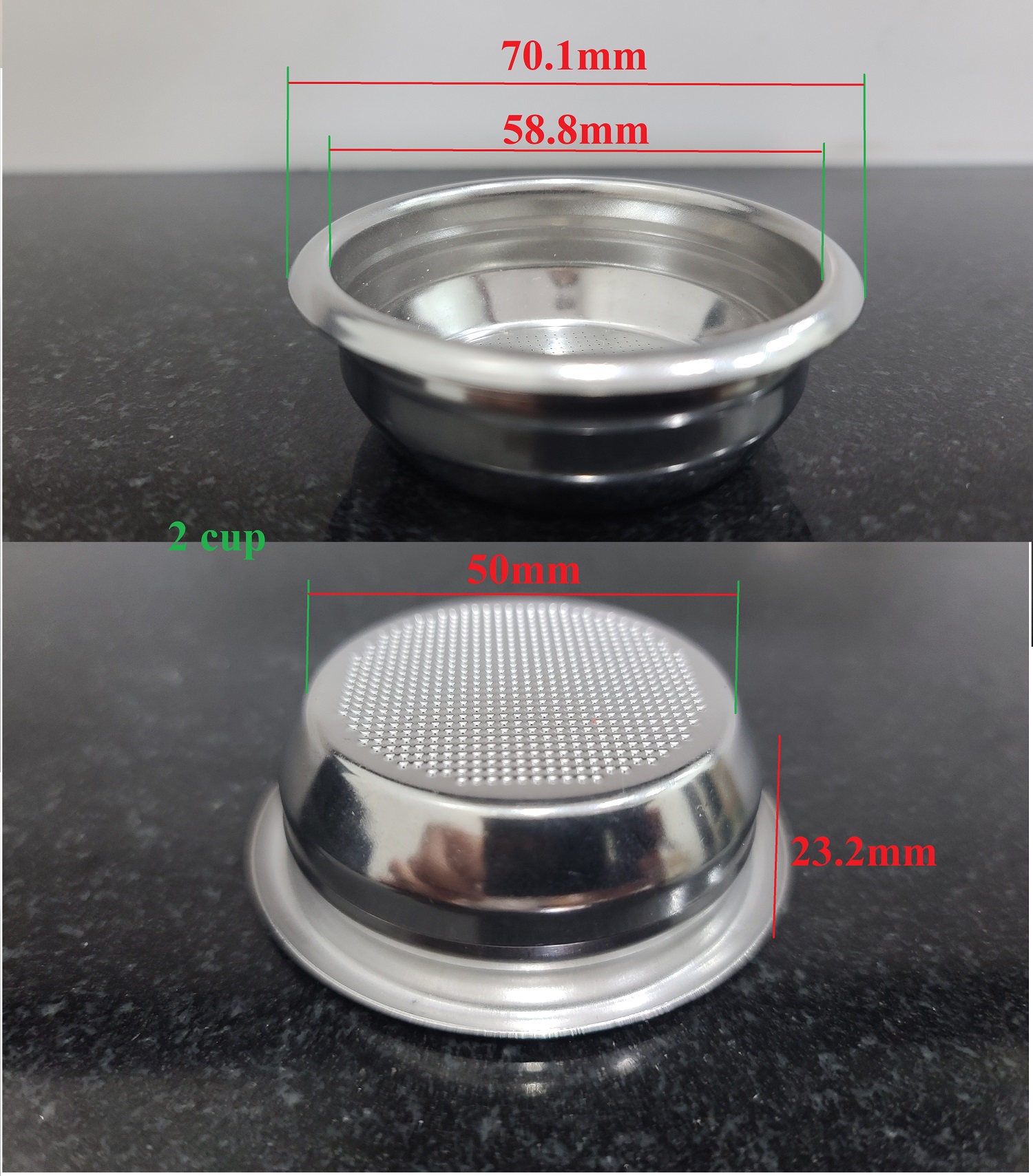 Giỏ lọc cho máy cà phê 1 Cup, 1.5 Cup, 2 Cup, 3 Cup kích thước 58mm