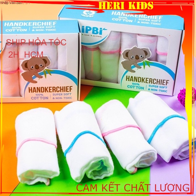 Khăn sữa Mipbi 10 điểm 4 lớp, túi 10 khăn