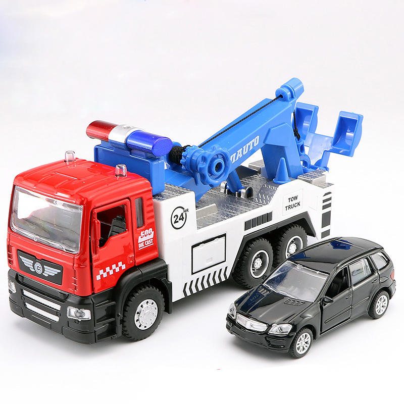 Đồ chơi xe cứu hộ ô tô gồm 2 xe kim loại có nhạc và đèn các chi tiết tháo mở được