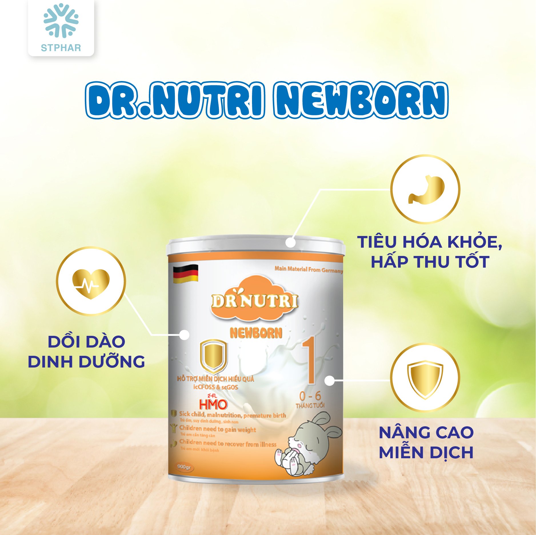 Sữa bột dinh dưỡng sơ sinh Dr Nutri Newborn 900g (0 – 6 tháng)