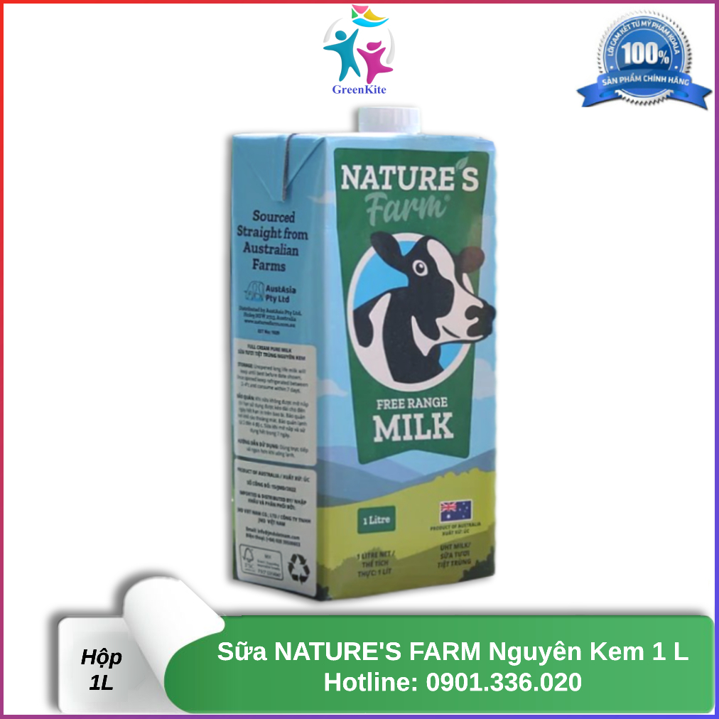 Hộp 1L Sữa Úc- Sữa Tươi NATURE S FARM Nguyên Kem 1L
