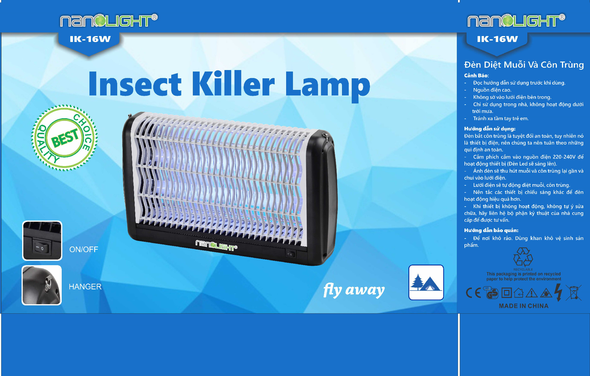 Đèn diệt muỗi và côn trùng Nanolight IK-16W - Trắng