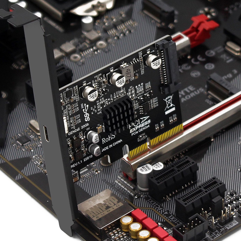 USB PCIE Card Type C PCI-Express 4X to USB 3.2 Gen 2X2 (20Gbps) ASM3242 Chipset for Windows 8/10/Linux