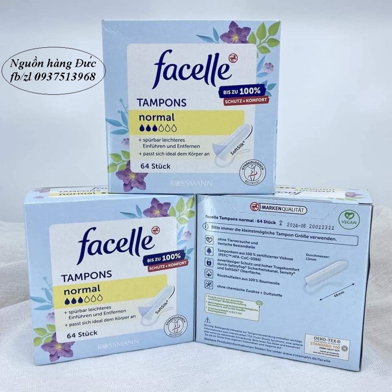 [Hàng Đức chính hãng.HN] Băng vệ sinh Tampon dạng ống Facelle {hangducairberlin}