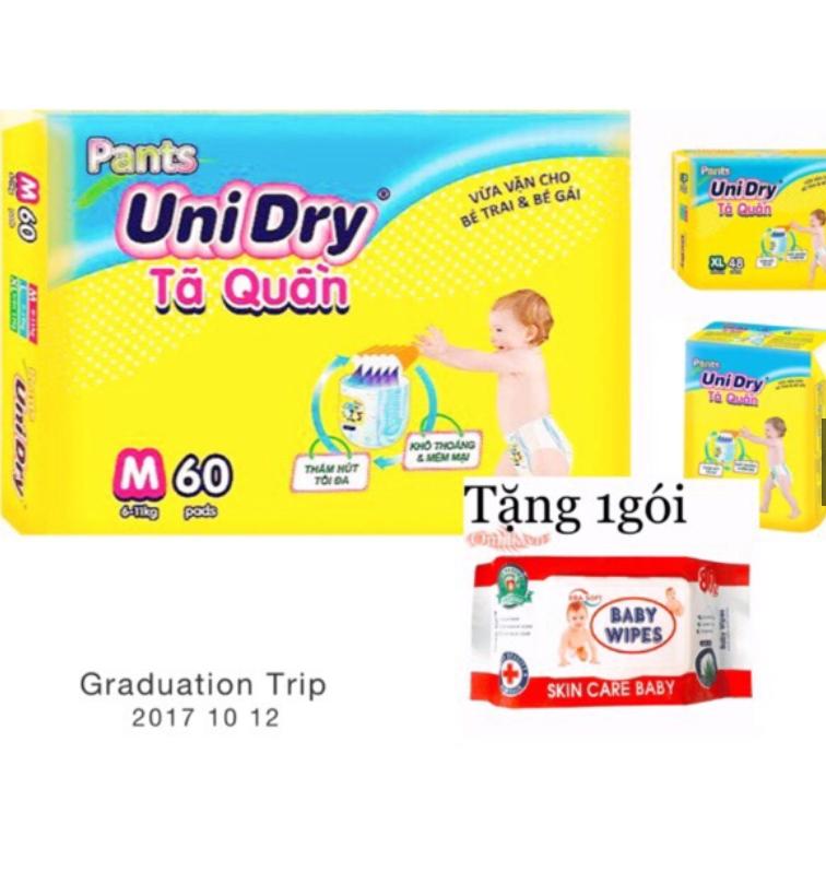 (Tặng khăn ướt 20 tờ/ khăn khô) Tả quần unidry M60/L54/XL48