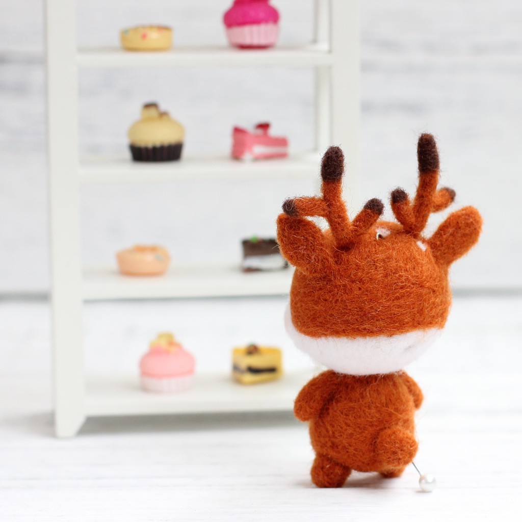 [HCM][Có Hướng dẫn làm] Kit Len chọc - Needle Felt bé Nai Ngủ Quên