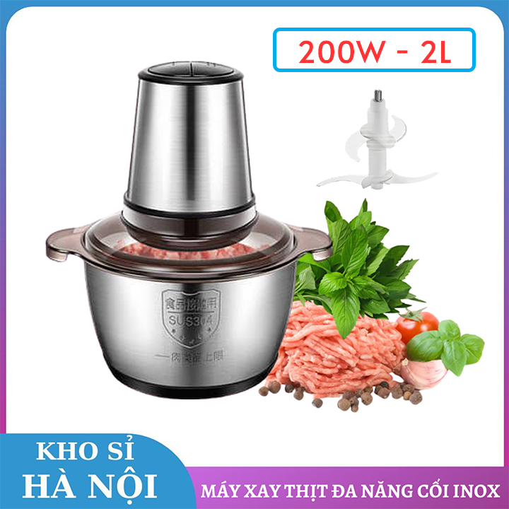 Máy Xay Thịt Đa Năng Cối Inox Công Suất 250W, Dung Tích 2L- Cối Xay Siêu Mạnh Xay Đa Năng Xay Thịt- Xay Cá- Xay Đá Cực Nhanh-Máy Xay Đa Năng Thực Phẩm Nhà Bếp, Tiện Lợi - An Toàn - Cao Cấp