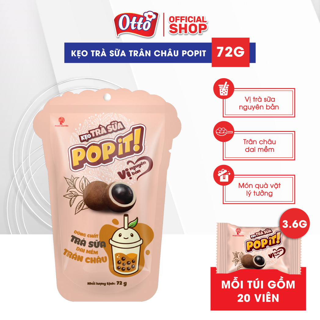 Kẹo Trà Sữa Trân Châu POPIT 72g | Đồ ăn vặt
