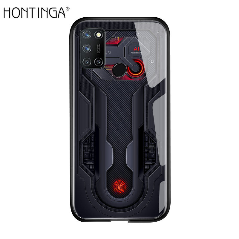 Hontinga Casing Case For Realme 7i Realme C17 Case Technology Circuit Board Explorer Exploration Theme Version Case Tempered Glass Phone Case Back Cover Casing Hard Case For Boys For Men