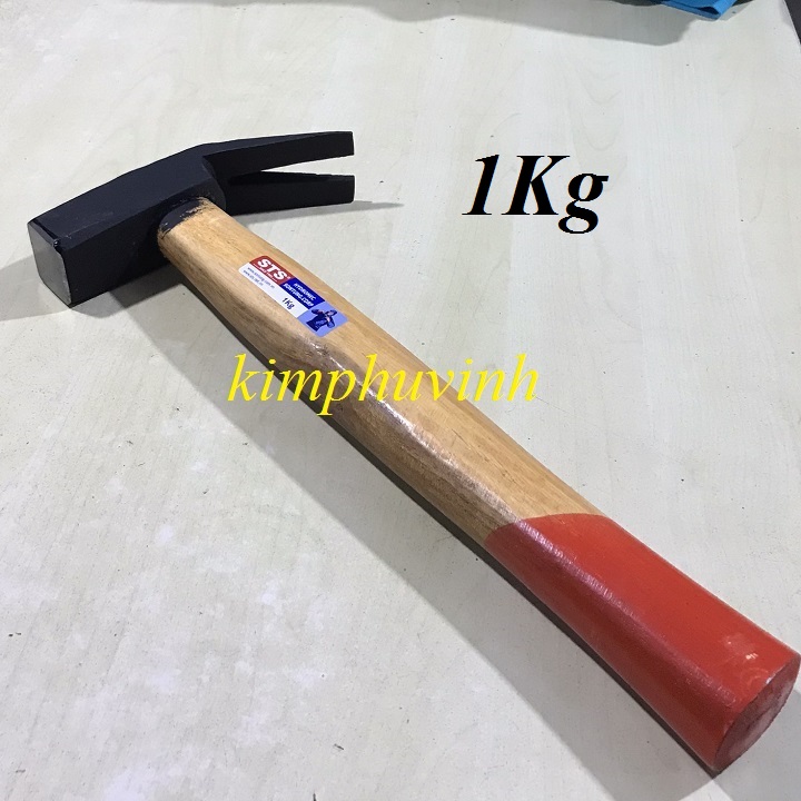 01 cái - búa đóng đinh 1kg - búa nhổ đinh cán gỗ 1kg
