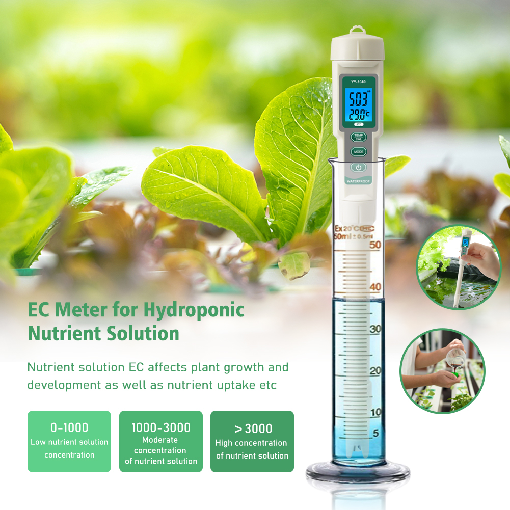 yieryi ph Meter Hydroponic Tester 4 in 1 PH/TDS/EC/Temperature Meter Water Quality Teste Waterproof EC TDS Meter for Vegetable Farming,Drinking Water