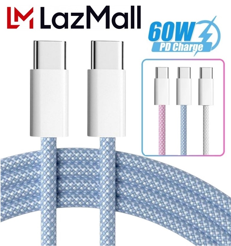 Lazflash max sale 50% lazmall cáp sạc nhanh 60w usb c dây cáp sạc nhanh 60w hai cổng type-c cho ip 15 hỗ trợ sạc nhanh cho các thiết bị có cổng usb-c cáp sạc điện thoại chính hãng