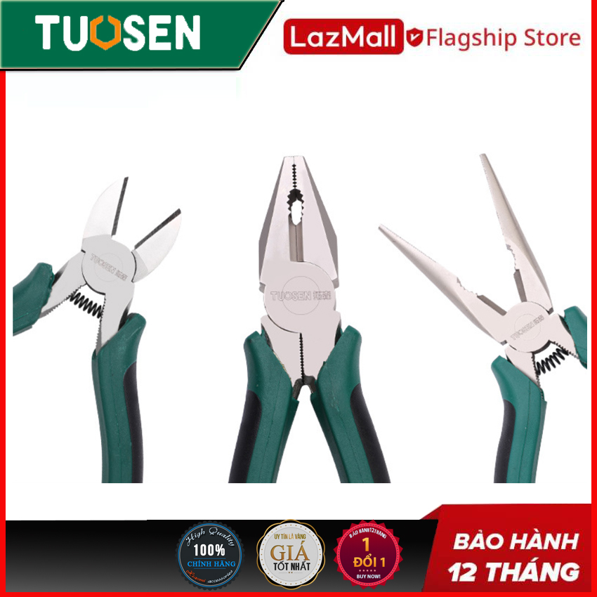 Bộ 3 Kìm kẹp, kìm mỏ nhọn, kềm bấm đa năng 6 inch, 8inch Tuosen