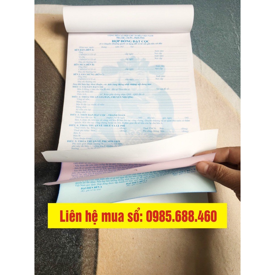 Combo 3 Sổ Hợp Đồng Đặt Cọc Nhà Đất 3 Liên Mẫu Mới