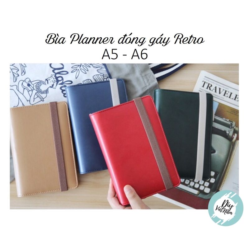 [HCM]Bìa Planner Đóng Gáy Retro A5 A6