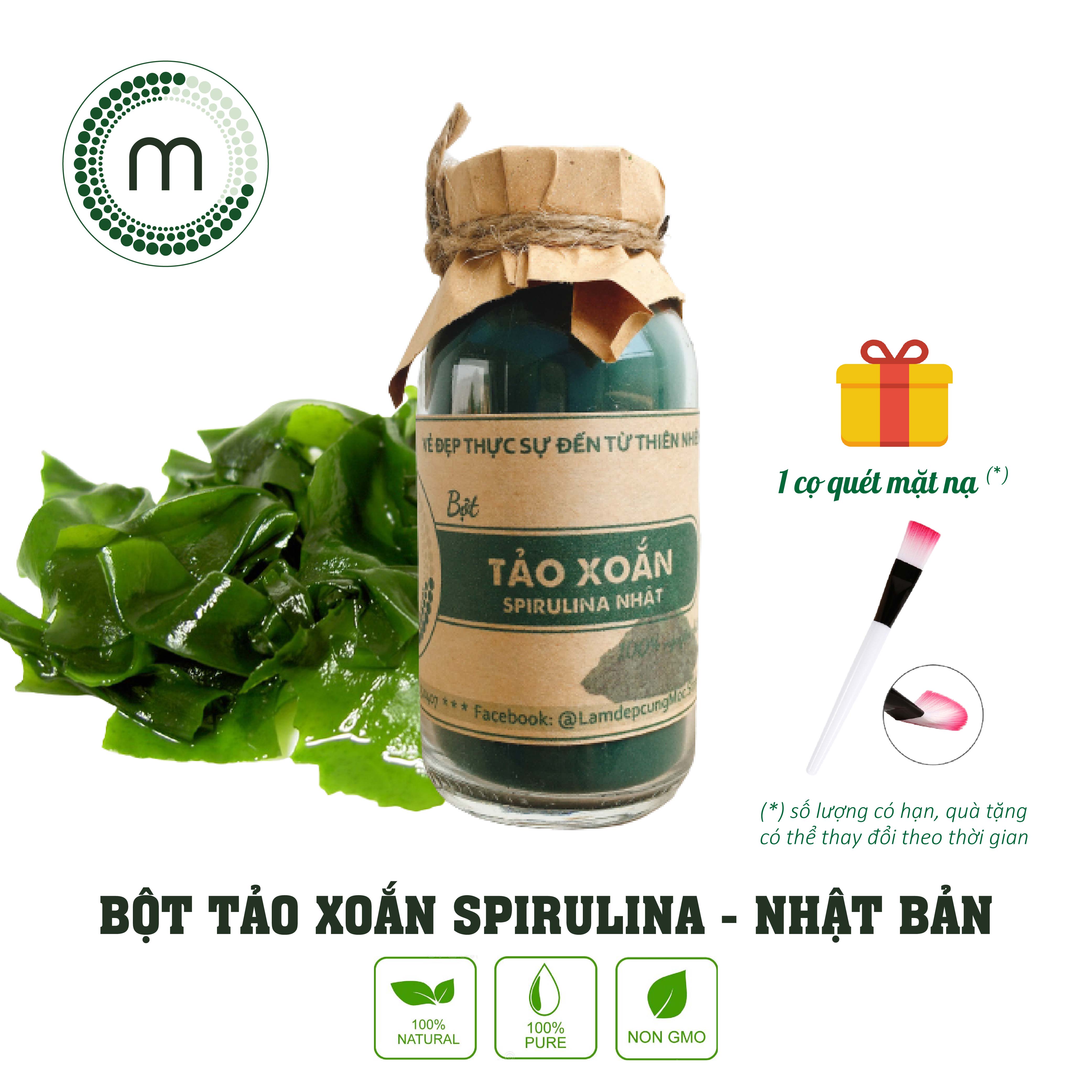 Bột tảo xoắn Spirulina Nhật Bản đắp mặt nạ dưỡng da nguyên chất MỘC túi dùng thử 10g, 30g và chai 100ml chính hãng