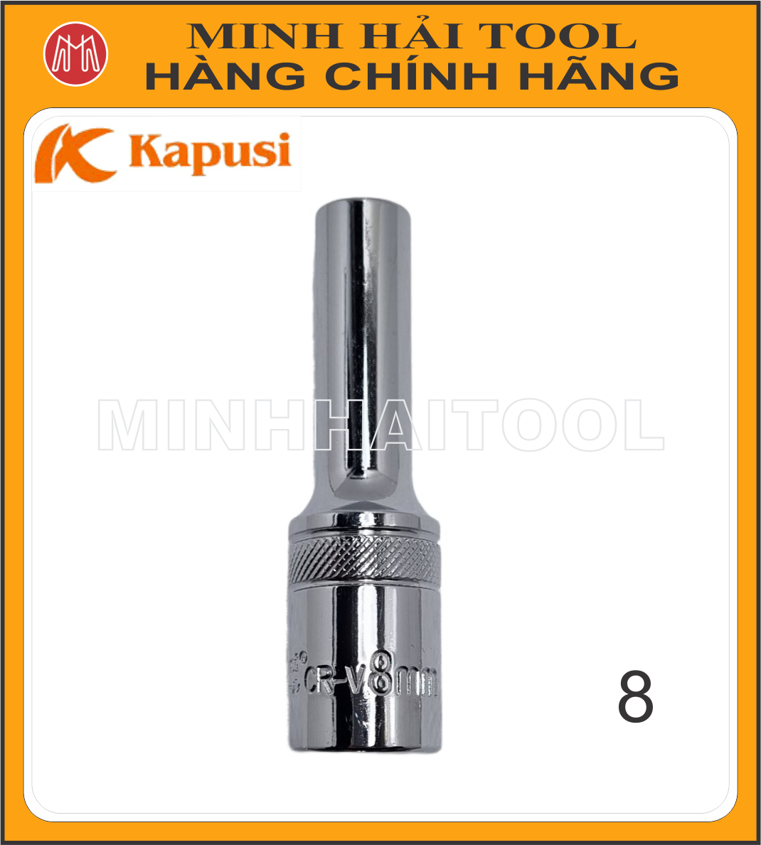 Kapusi Japan – Đầu tuýp 1/2” dài 78mm, cỡ 10mm (K-6572) và 14mm (K-6576). Chất liệu: Thép Cr-V mạ Chrome