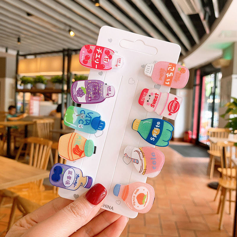 Set 10 kẹp tóc hình nước hoạt hình màu sắc dễ thương K94