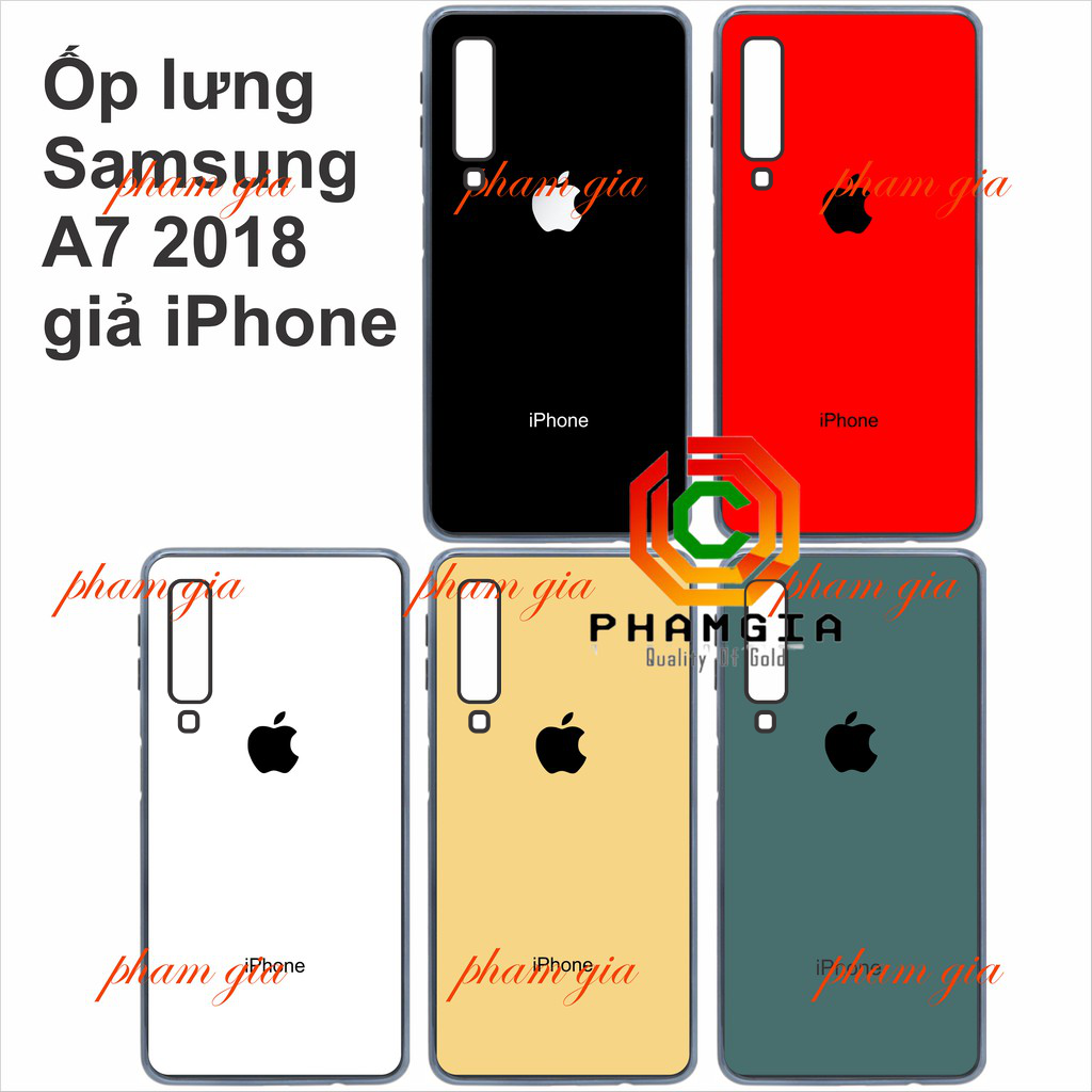 Ốp lưng giả iPhone cho Samsung A7 2018 mặt lưng bóng đẹp