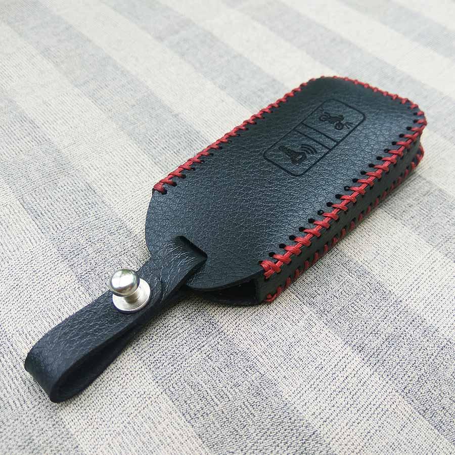Bao da 2 nút dùng cho chìa khóa smartkey xe máy Honda (Đen)