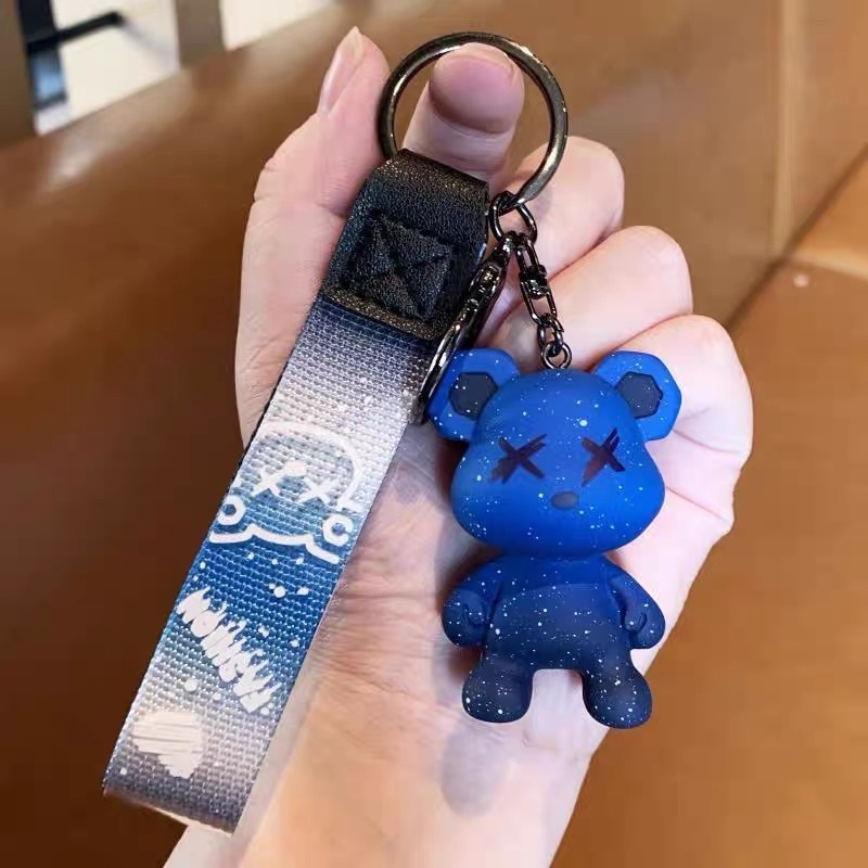 Móc Khoá Gấu Bearbrick Galaxy, Móc Chìa Khoá Gấu Thời Trang Đốm Trắng