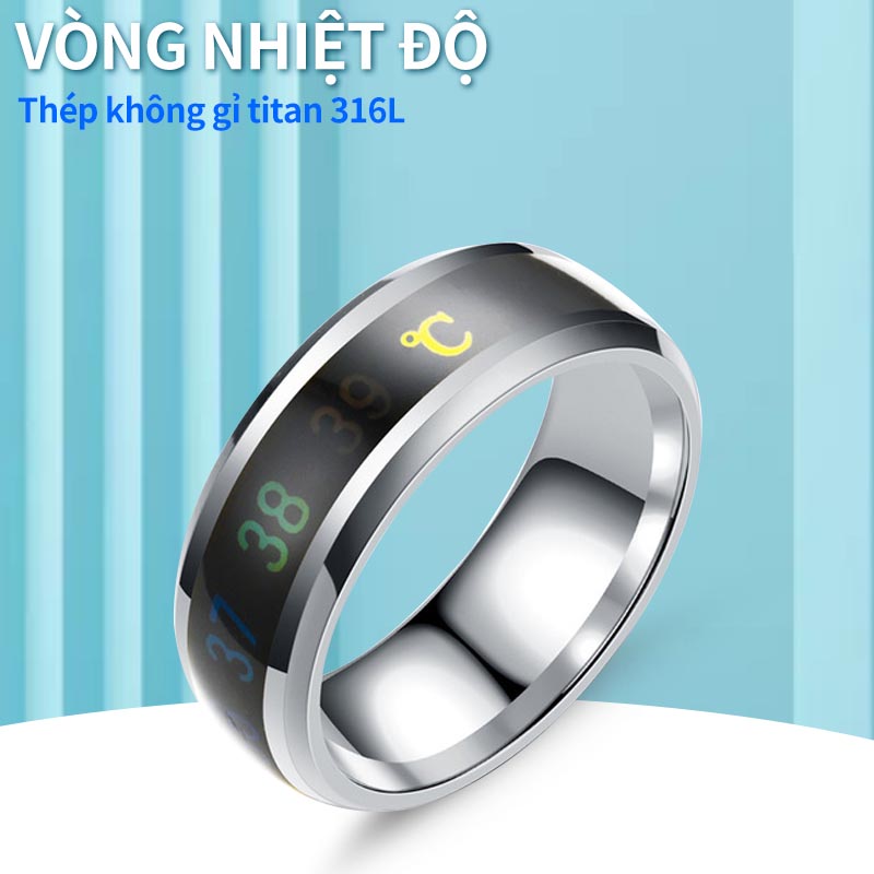 【Sẵn Sàng! 】 Vòng Nhiệt Độ Thông Minh Mới 1 Màu Nhẫn Đôi Cảm Xúc Tâm Trạng Bằng Thép Titan Nhẫn Ngón Trỏ Nhạy Cảm Với Nhiệt Độ Thông Minh Cho Nam Nữ Trang Sức Không Thấm Nước