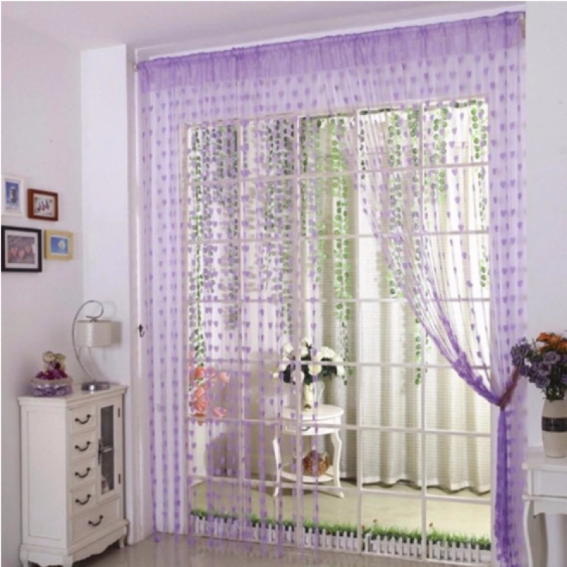 Rèm cửa trái tim trang trí vải kích thước 1m x 2m bền, đẹp, không phai màu VHN1178