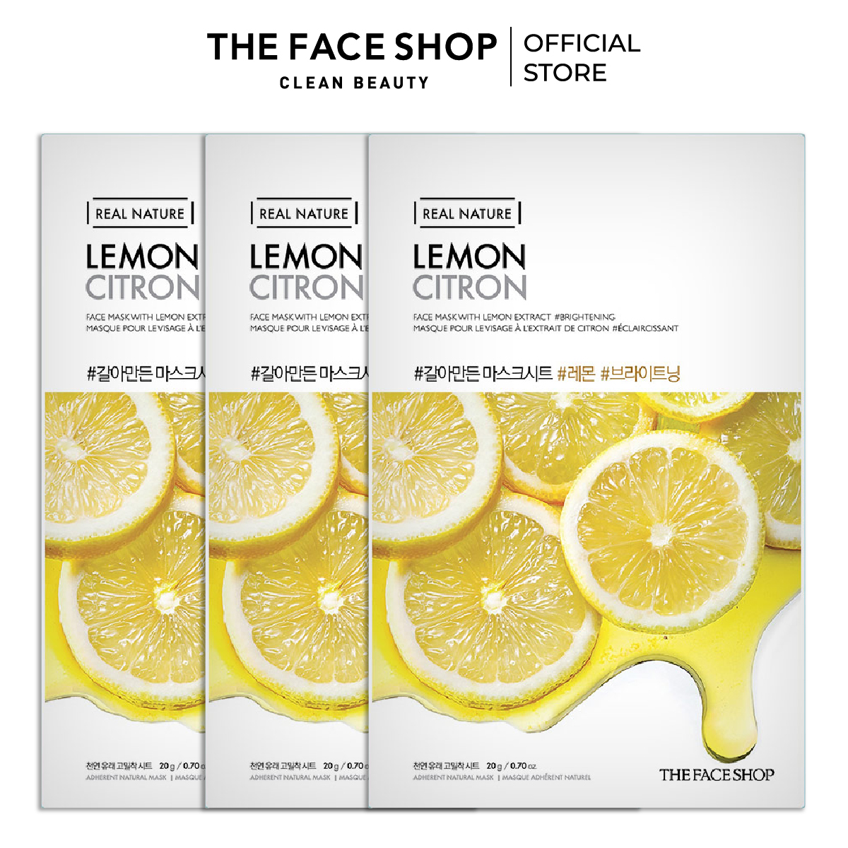3 mặt nạ làm sáng da the face shop real nature lemon face mask 20g