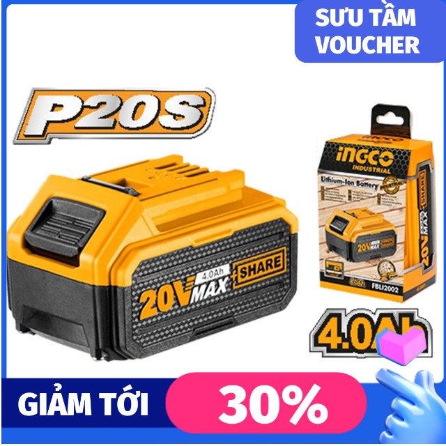 Pin ingco 4.0ah sử dụng cho tất cả máy pin 20v ingco fbli2002