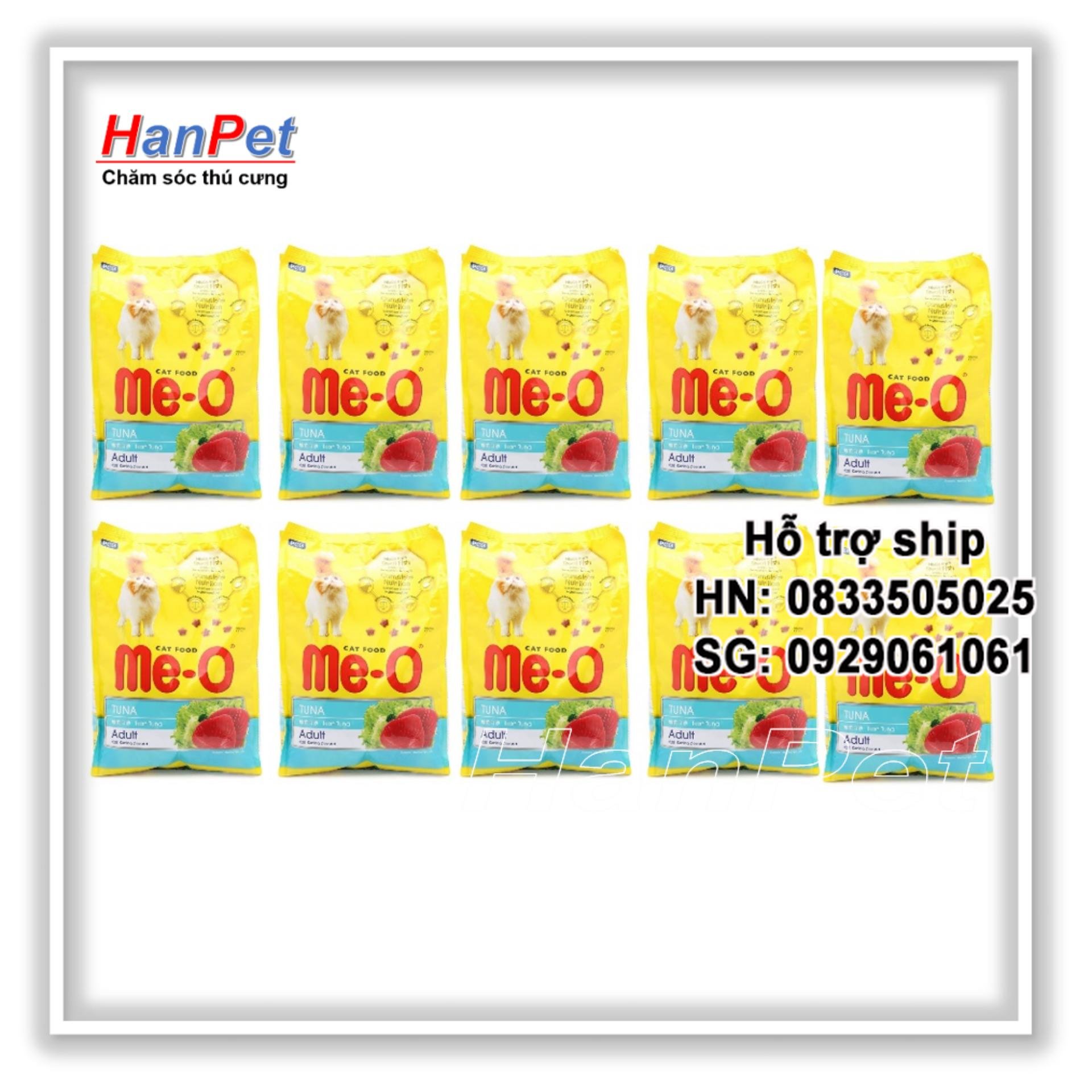 Hanpet - combo 10 gói me-o 350gr - thức ăn dạng hạt cho mèo lớn