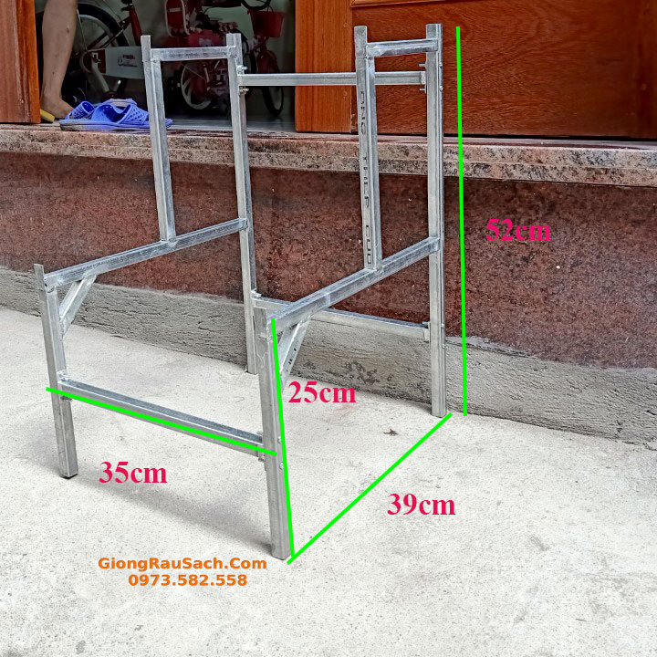 Kệ trồng rau 2 tầng bậc thang cho chậu 67 (chưa chậu)
